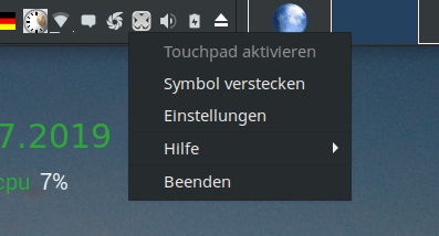 Image: Touchpad Indicator in the XFCE panel tray bar